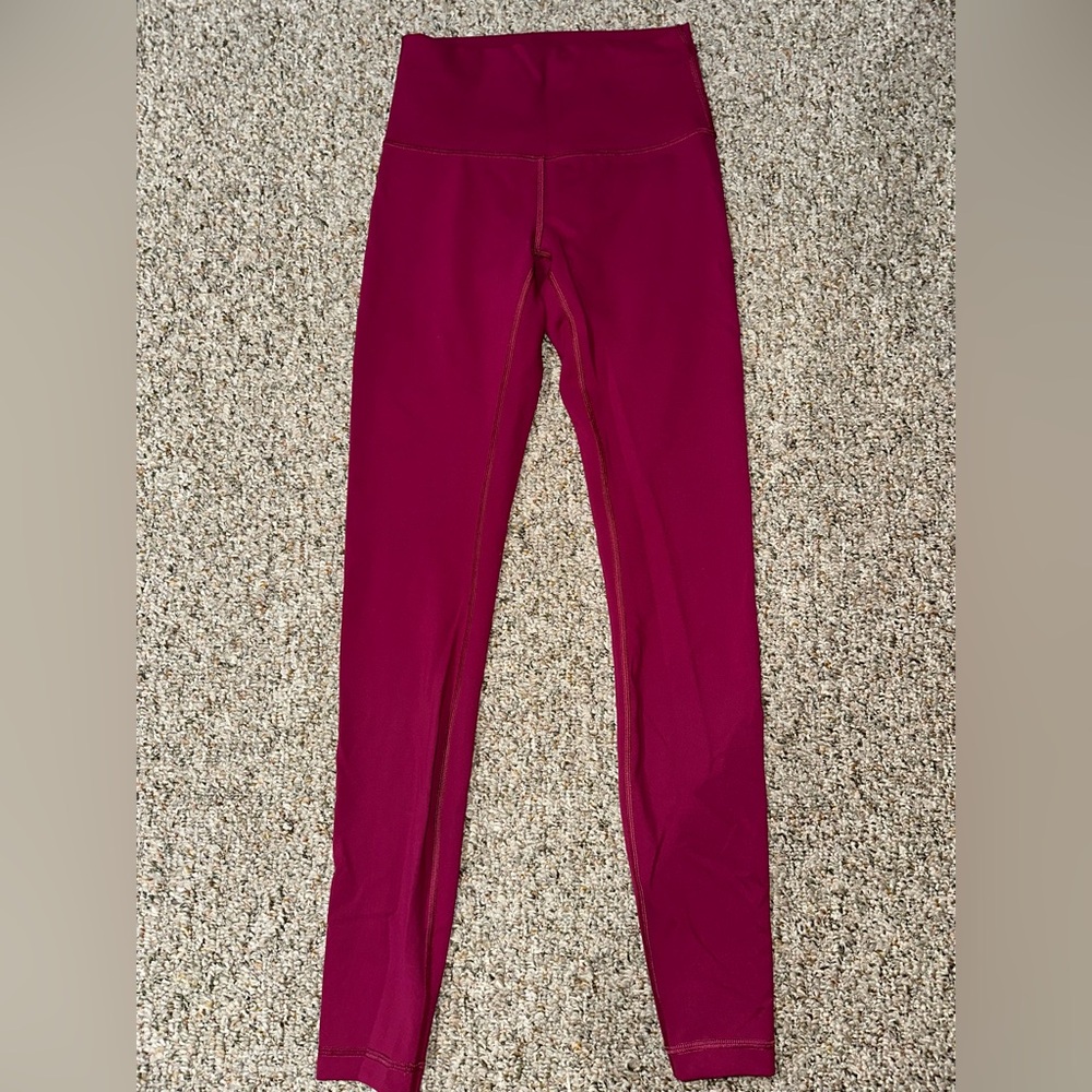 berry color LULULEMON leggings 28”